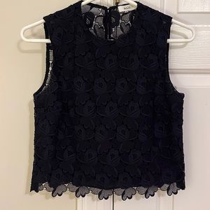A.L.C. NAVY BLUE LACE CROP TOP